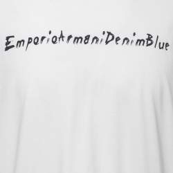 Pre Owned Emporio Armani Misura White Logo Print Cotton Long Sleeve T-Shirt XL