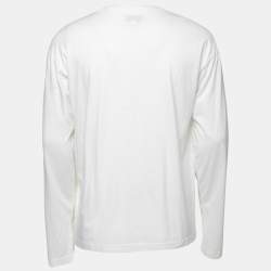 Pre Owned Emporio Armani Misura White Logo Print Cotton Long Sleeve T-Shirt XL