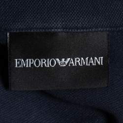 Pre Owned Emporio Armani Navy Blue Cotton Pique Polo T-Shirt XL