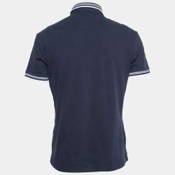 Pre Owned Emporio Armani Navy Blue Cotton Pique Polo T-Shirt XL