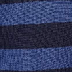 Pre Owned Emporio Armani Navy Blue Striped V-Neck Sweater S