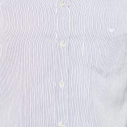 Pre Owned Emporio Armani White & Blue Striped Cotton Button Front Shirt M