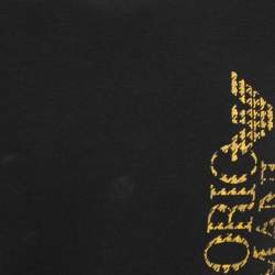 Pre Owned Emporio Armani Black Logo Print Cotton Crew Neck T-Shirt M