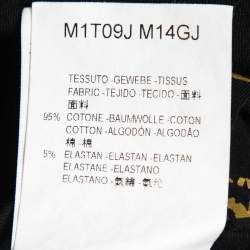 Pre Owned Emporio Armani Black Logo Print Cotton Crew Neck T-Shirt M