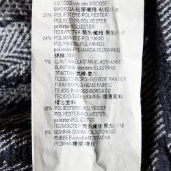 Pre Owned Emporio Armani Navy Blue Jacquard Pattern Zip Front Jacket M