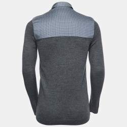 Emporio Armani Grey Patterned Cotton and Wool Knit Full Sleeve Shirt S