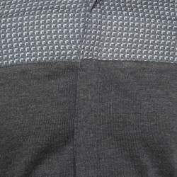 Emporio Armani Grey Patterned Cotton and Wool Knit Full Sleeve Shirt S
