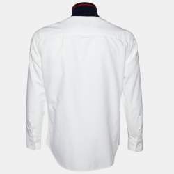 Pre Owned Emporio Armani White Cotton Contrast Trim Detail Button Front Shirt XL