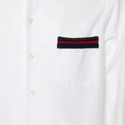 Pre Owned Emporio Armani White Cotton Contrast Trim Detail Button Front Shirt XL