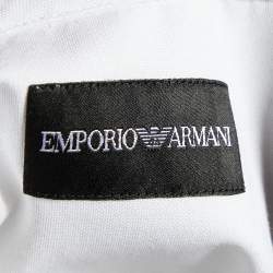 Pre Owned Emporio Armani White Cotton Contrast Trim Detail Button Front Shirt XL