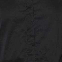 Pre Owned Emporio Armani Black Cotton Logo Detail Collar Slim Fit Shirt M