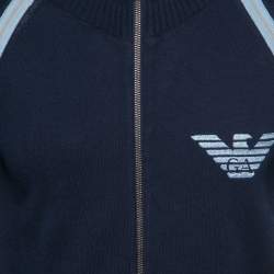 Emporio Armani Navy Blue Knit Zip Front Jacket M