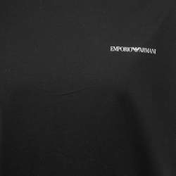 Pre Owned Emporio Armani Black Cotton Logo Print T-Shirt 2XL
