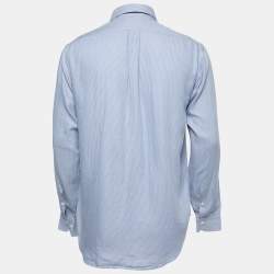 مملوكة مسبقًا Emporio Armani Blue Patterned Cotton Full Sleeve Shirt M