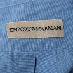 Pre Owned Emporio Armani Blue Cotton Full Sleeve Shirt M