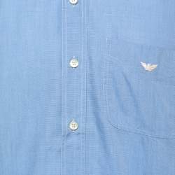 Pre Owned Emporio Armani Blue Cotton Full Sleeve Shirt M