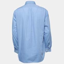 Pre Owned Emporio Armani Blue Cotton Full Sleeve Shirt M
