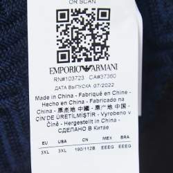 Emporio Armani Navy Blue/Black Patterned Wool Knit Crew Neck Sweater 3XL
