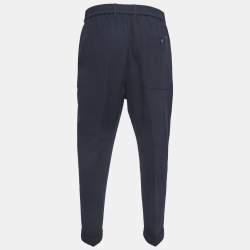 Pre Owned Emporio Armani Navy Blue Wool Blend Trousers L