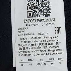 Pre Owned Emporio Armani Navy Blue Logo Patterned Synthetic Zip Front Jacket 3XL