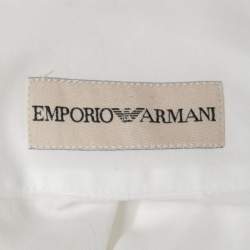 Pre Owned Emporio Armani White Cotton Button Down Full Sleeve T-Shirt M