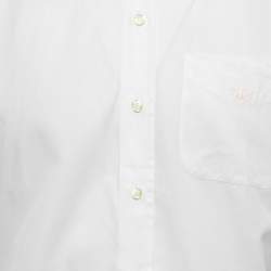 Pre Owned Emporio Armani White Cotton Button Down Full Sleeve T-Shirt M