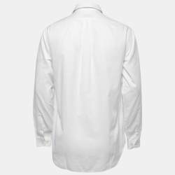 Pre Owned Emporio Armani White Cotton Button Down Full Sleeve T-Shirt M