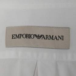 Pre Owned Emporio Armani White Cotton Button Down Full Sleeve Shirt M