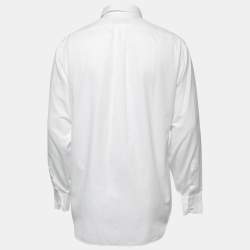 Pre Owned Emporio Armani White Cotton Button Down Full Sleeve Shirt M