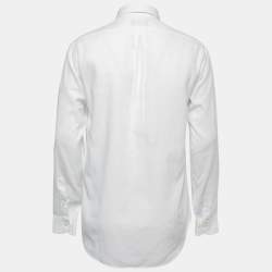 Pre Owned Emporio Armani White Cotton Button Down Full Sleeve Shirt M