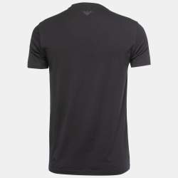 مملوكة مسبقًا Emporio Armani Black Logo Print Cotton Crew Neck Half Sleeve T-Shirt L