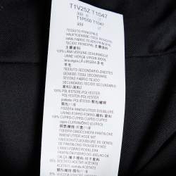 Pre Owned Emporio Armani Black Wool Contrast Waist Detail Pants XXL