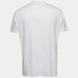 Pre Owned Emporio Armani Essential White Logo Print Cotton Crew Neck T-Shirt XXL
