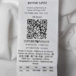 Pre Owned Emporio Armani Essential White Logo Print Cotton Crew Neck T-Shirt XXL