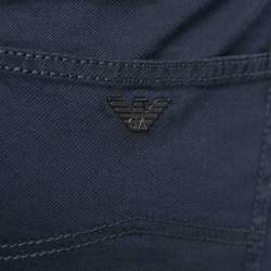 Pre Owned Emporio Armani Navy Blue Cotton Regular Fit Trousers XXL