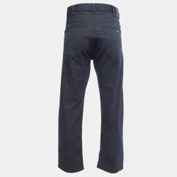 Pre Owned Emporio Armani Navy Blue Cotton Regular Fit Trousers XXL