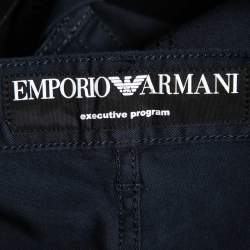 Pre Owned Emporio Armani Navy Blue Cotton Regular Fit Trousers XXL