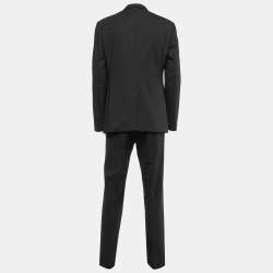 Pre Owned Emporio Armani Black Wool Josh Line Suit L