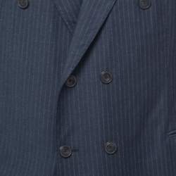 Pre Owned Emporio Armani Navy Blue Pinstriped Wool City Line Suit XL