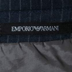 Pre Owned Emporio Armani Navy Blue Pinstriped Wool City Line Suit XL