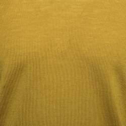 Pre Owned Emporio Armani Green Ochre Wool Knit V-Neck Sweater XL