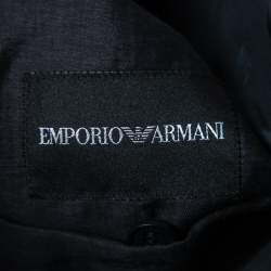 Pre Owned Emporio Armani Navy Blue Linen Single Breasted Jacket XXL