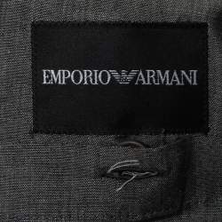 Pre Owned Emporio Armani Grey Linen Blend Single Breasted Blazer XXL