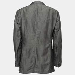 Pre Owned Emporio Armani Grey Linen Blend Single Breasted Blazer XXL