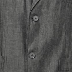 Pre Owned Emporio Armani Grey Linen Blend Single Breasted Blazer XXL