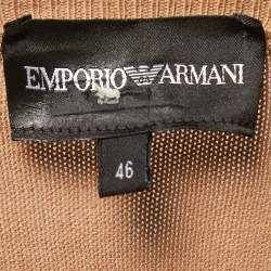 Pre Owned Emporio Armani Beige Cotton Knit V-Neck Sweater L
