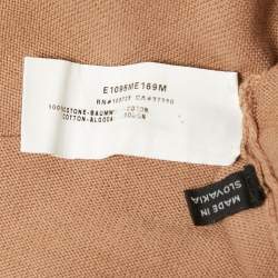 Pre Owned Emporio Armani Beige Cotton Knit V-Neck Sweater L