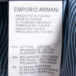 Pre Owned Emporio Armani Blue Striped Cotton Button Front Full Sleeve Shirt XXL