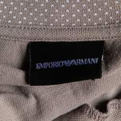Pre Owned Emporio Armani Brown Cotton Knit Zip Front Polo T-Shirt XL