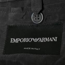 Pre Owned Emporio Armani Grey Wool Blend Cut-Out Detail Single Breasted Blazer M 